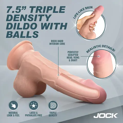 JOCK Hard-Core 7.5 in. Triple Density Dildo with Balls