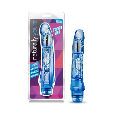Naturally Yours Mambo Vibe Realistic 9 in. Vibrating Dildo in Blue