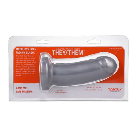 Tantus They/Them Super Soft Dildo Silver