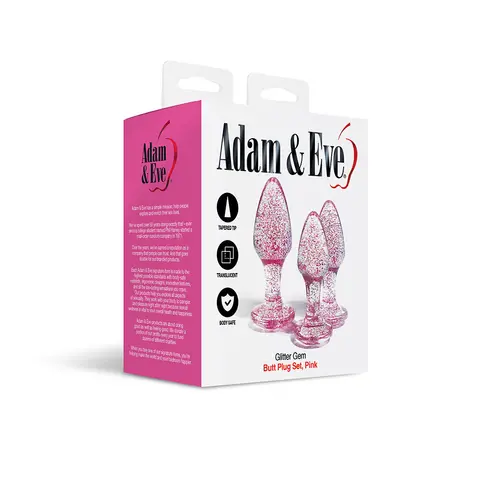 Adam & Eve Glitter Gem Butt Plug Set in Pink