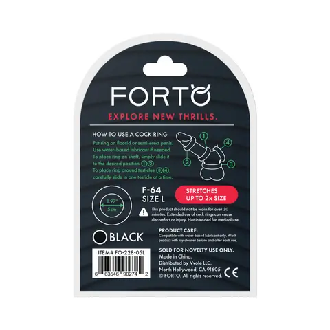 Forto F-64 Wide Liquid Silicone Cockring Large in Black