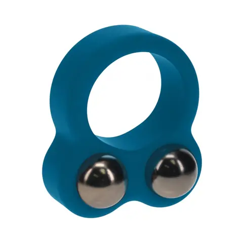 LEVELZ Liquid Silicone Double Weighted Ball Cock Ring in Teal