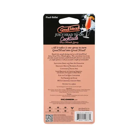 GoodHead Juicy Head Cocktails Dry Mouth Spray To-Go Peach Bellini