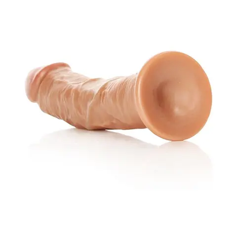 RealRock Realistic 7 in. Curved Dildo With Suction Cup in Tan