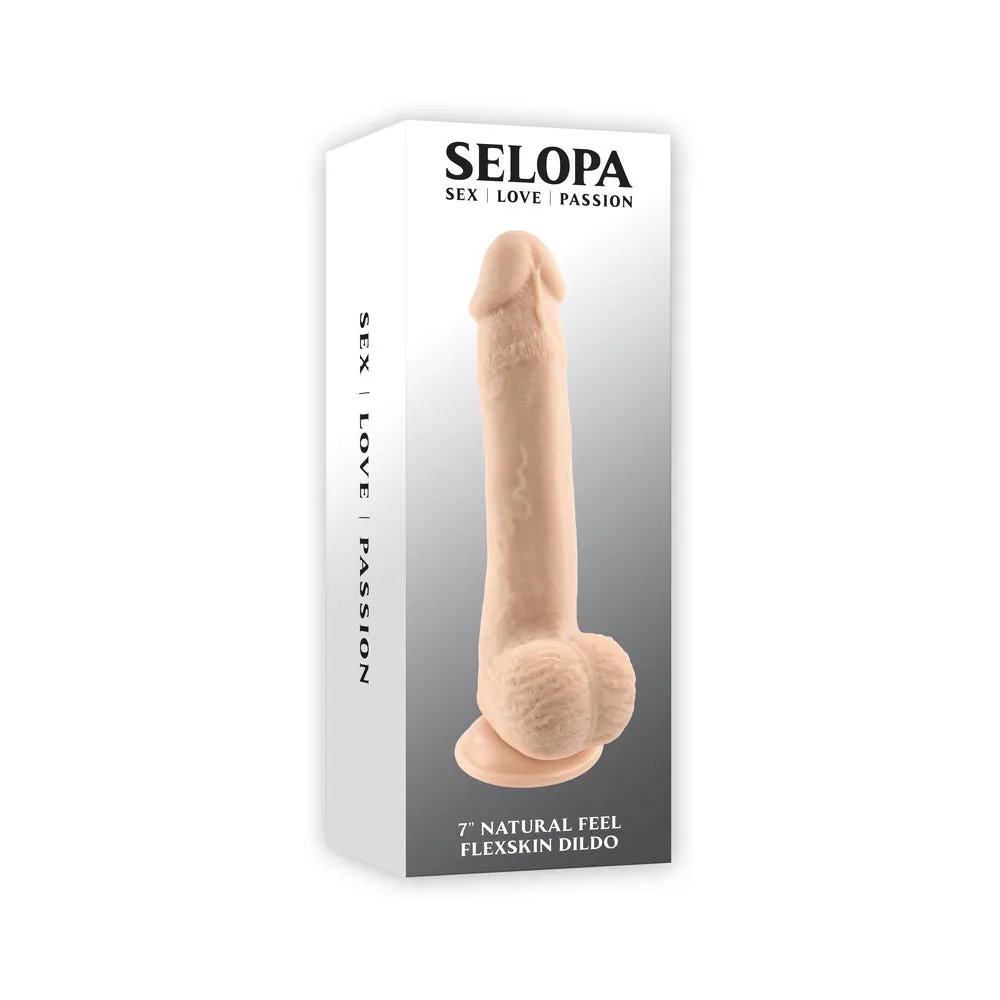 Selopa Natural Feel Flexskin Bendable Dildo with Moving Material 7 in. in Light