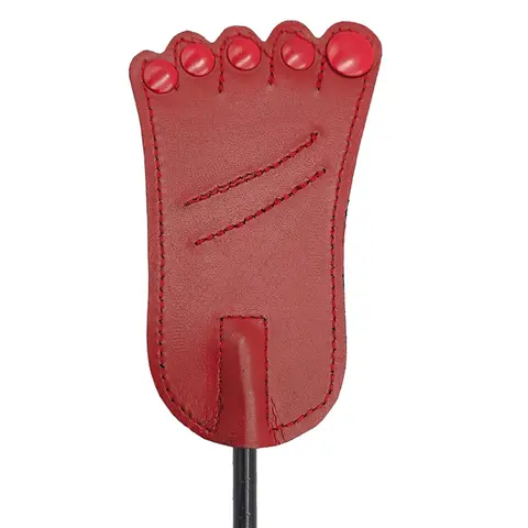 Rouge Leather Foot Riding Crop in Red