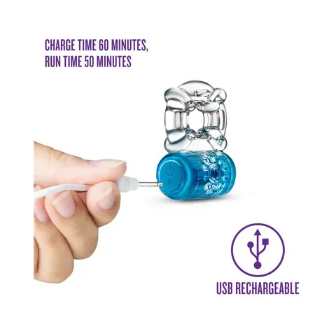 Play with Me Pleaser Rechargeable Vibrating C-Ring in Blue