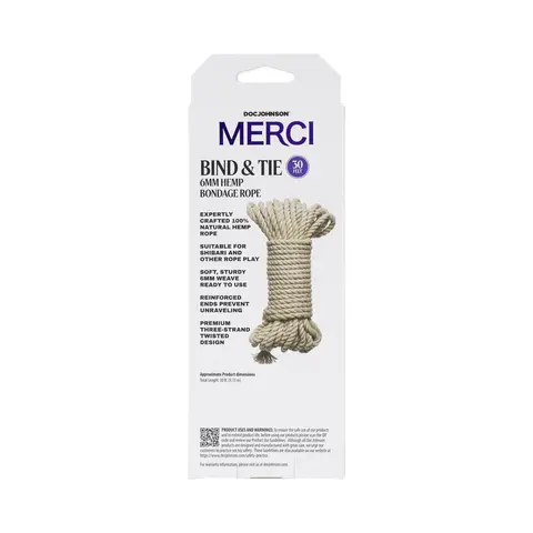 Merci Bind & Tie 6mm Hemp Bondage Rope 30 ' in Natural