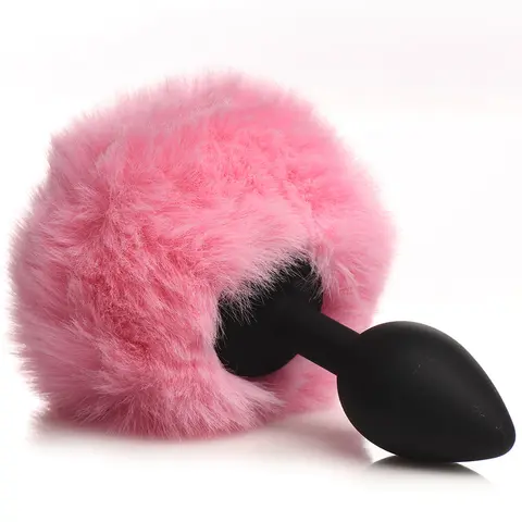 Tailz Fluffy Bunny Tail Silicone Plug in Pink