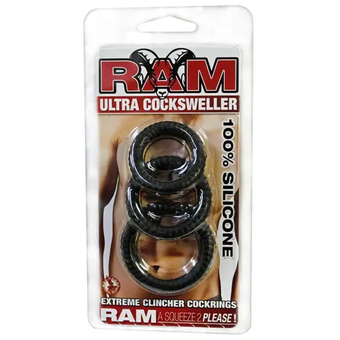Ram Ultra Silicone Cocksweller 3 Cock Rings in Black
