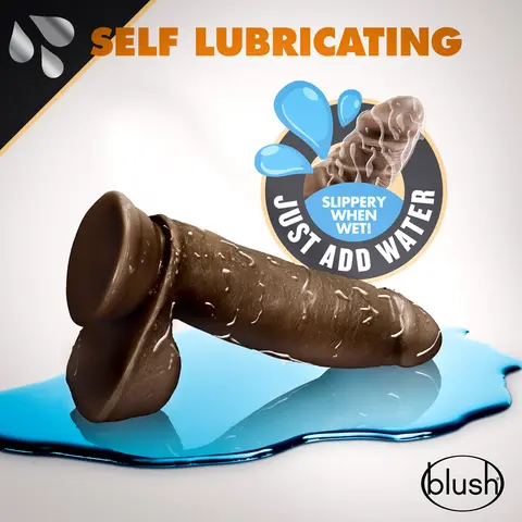 Dr. Skin Glide Realistic 7 in. Self-Lubricating Dildo with Balls in Brown