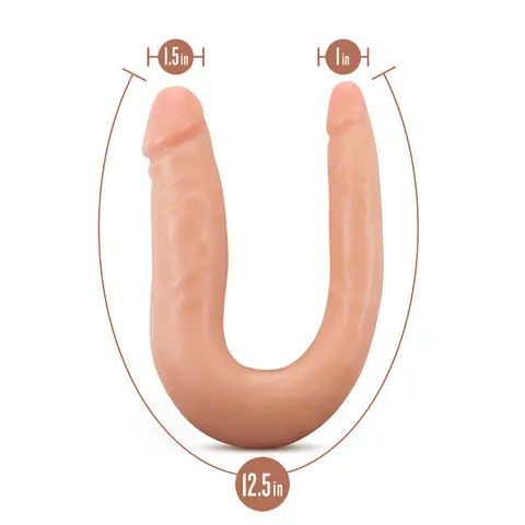 Dr. Skin Mini Double Dong Realistic 12 in. Dual-Ended Dildo in Beige