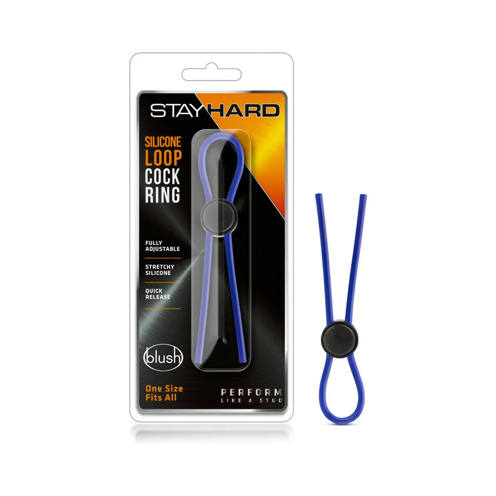 Stay Hard Silicone Loop Lasso/Bolo Cockring in Blue