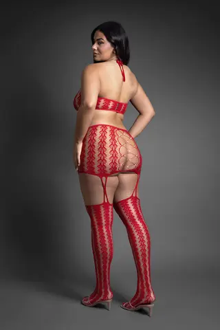 Fantasy Lingerie Sheer Crystal Club Say Less Cut-Out Halter Bodystocking Dress O/S