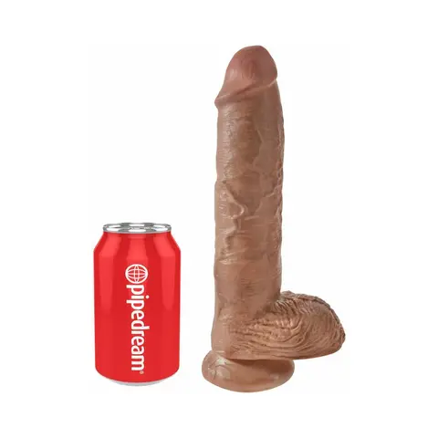 King Cock 10 in. Cock With Balls Realistic Suction Cup Dildo in Tan