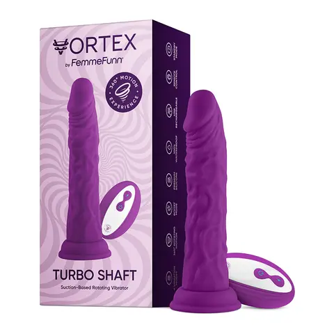 FemmeFunn Vortex Turbo Shaft 2.0 8 in. Vibrating Rotating Dildo in Purple