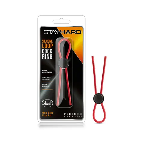 Stay Hard Silicone Loop Lasso/Bolo Cockring in Red