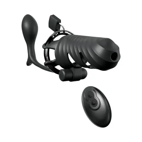 Fantasy C-Ringz Remote-Controlled Vibrating Cock Blocker with Ass-Gasm Plug Black