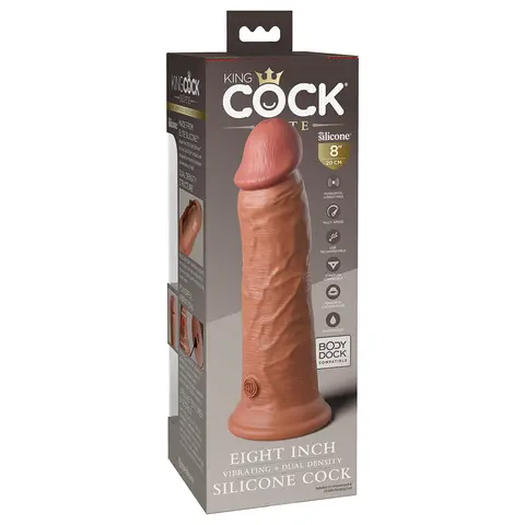 King Cock Elite 8 in. Vibrating Realistic Dildo With Suction Cup in Tan