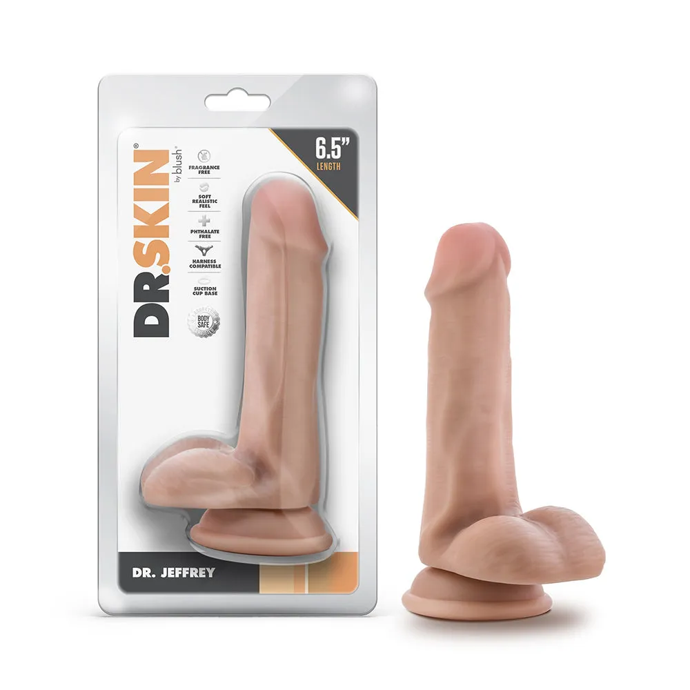 Dr. Skin Dr. Jeffrey Realistic 6.5 in. Dildo with Balls in Beige