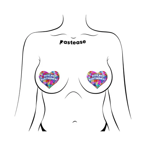 Pastease Tits My Birthday! Heart Breast Pasties with Confetti