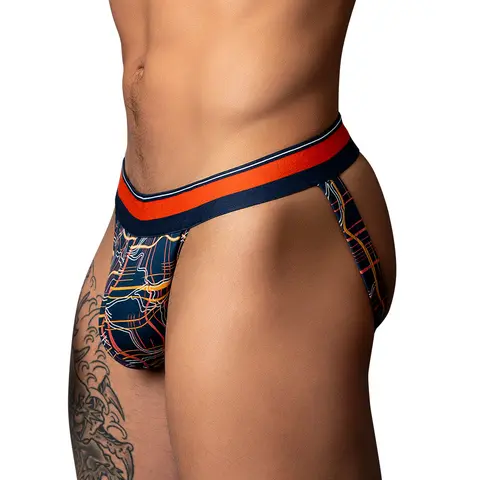Male Power Soo Cumfy Jock Navy/Orange L/XL