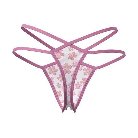 Magic Silk Daisy Split Crotch Thong Daisy Print S/M