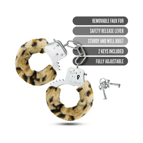 Temptasia Adjustable Faux Fur Cuffs in Leopard
