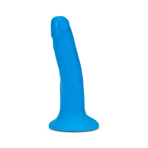 Neo Elite 6 in. Silicone Dual Density Dildo Neon in Blue