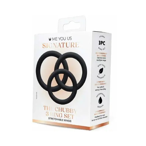 Me You Us Signature The Chubby 3 Ring Set in Black