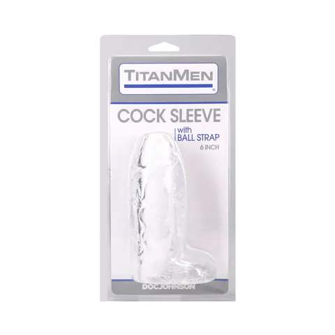 TitanMen Cock Sleeve with Ball Strap 6 in. Clear