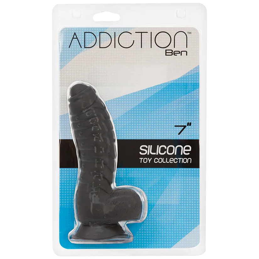Addiction Ben Dildo with Balls Black 7 in.