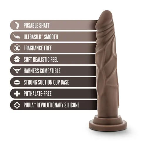 Dr. Skin Silicone Dr. Carter Realistic 7 in. Posable Dildo in Brown