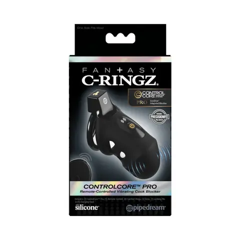 Fantasy C-Ringz ControlCore Pro Remote Vibrating Cock Blocker Black