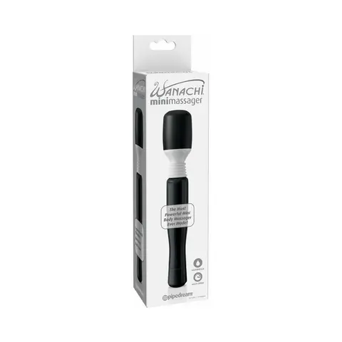 Mini Wanachi Waterproof Massager Flexible Silicone Wand Vibrator in Black