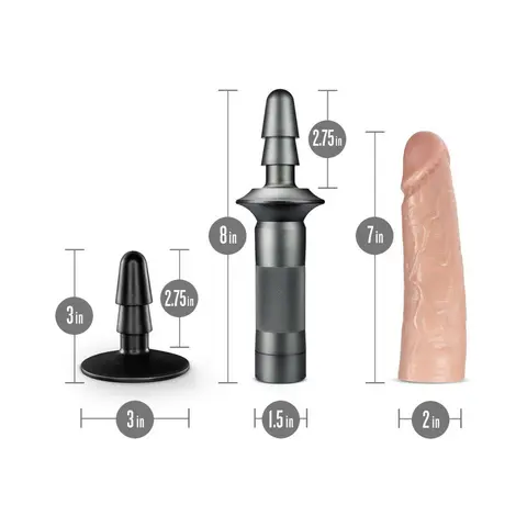 Blush Lock On Karbonite Realistic 7.75 in. Dildo with Handle & Suction Cup Adapter in Beige