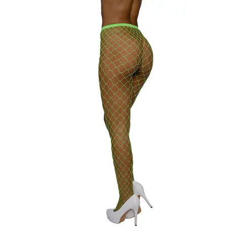Dreamgirl High-Waist Fence Net Pantyhose Neon Lime O/S