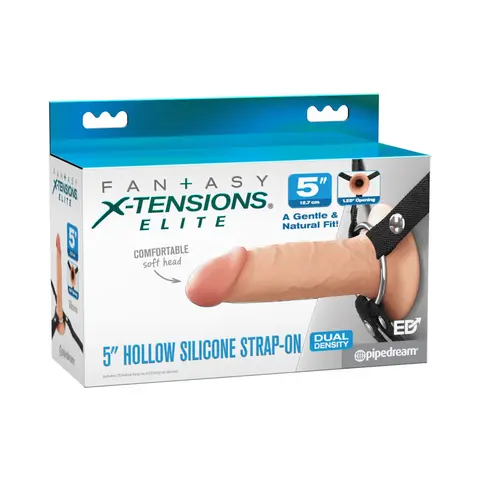 Fantasy X-Tensions Elite Silicone Hollow Strap-On Dual Density 5 in. in Light