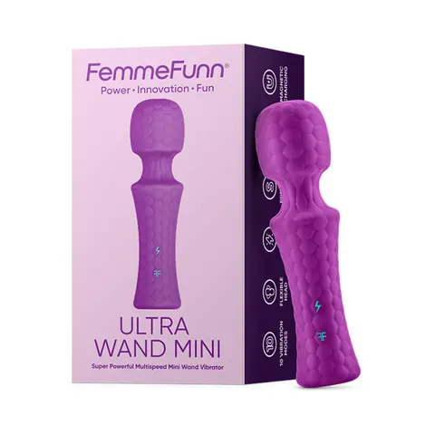 FemmeFunn Ultra Wand Mini Rechargeable Flexible Textured Silicone Vibrator in Purple