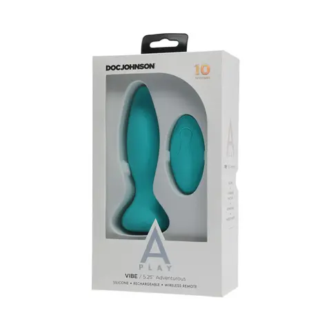 A-Play Vibe Adventurous Rechargeable Silicone Anal Plug with Remote in Teal