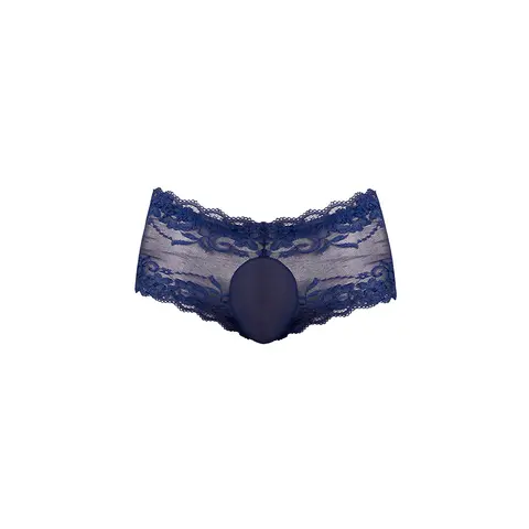Male Power Sassy Lace Mini Short Sheer Pouch Navy S