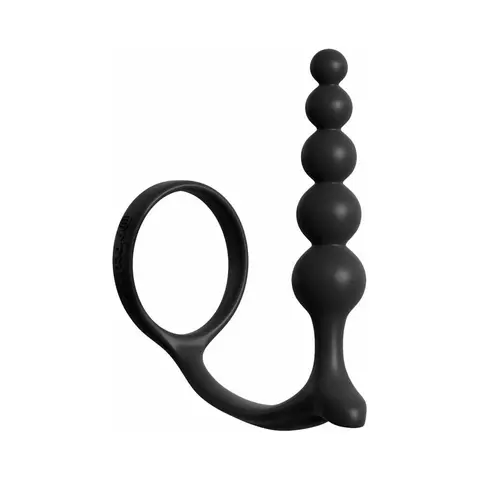 Anal Fantasy Collection Silicone Ass-Gasm Cockring Anal Beads Black