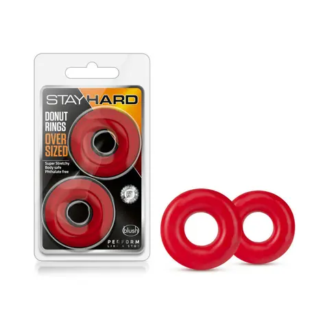 Stay Hard Donut Rings Oversized Cockring 2-Pack in Red