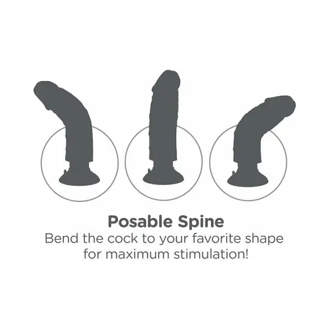 King Cock 7 in. Vibrating Cock With Balls Poseable Suction Cup Dildo Beige