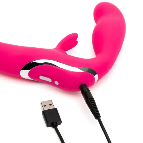 Happy Rabbit Vibrating Strapless Strap-On Pink