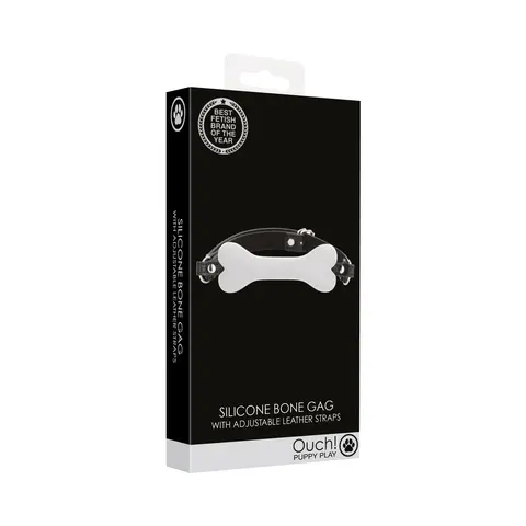 Ouch! Puppy Play Silicone Bone Gag in White