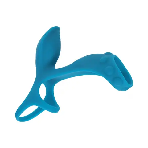 LEVELZ Vibrating Silicone Cock & Ball Ring with Shaft Loop in Teal
