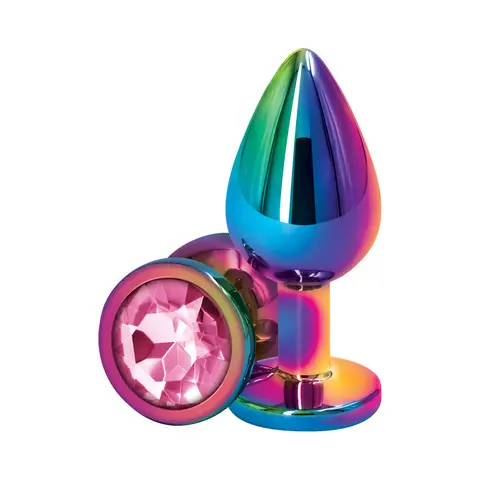 Rear Assets Metal Anal Plug Medium in Multicolor/Pink