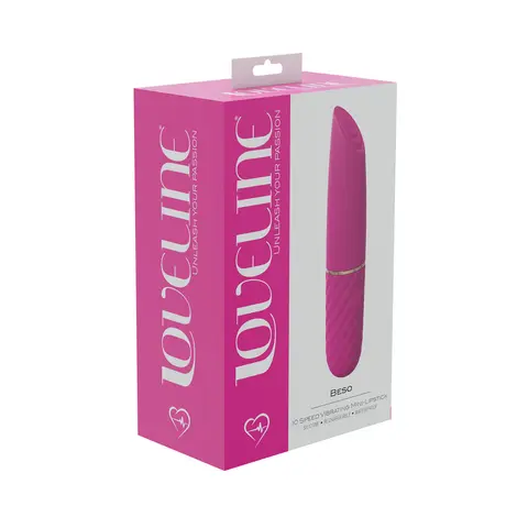 LoveLine Beso 10 Speed Vibrating Mini-Lipstick Silicone Rechargeable Waterproof in Pink