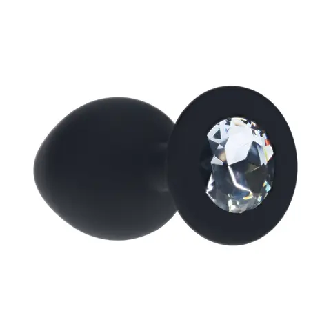 Ouch! Medium Round Diamond Butt Plug 6 Jewels Black